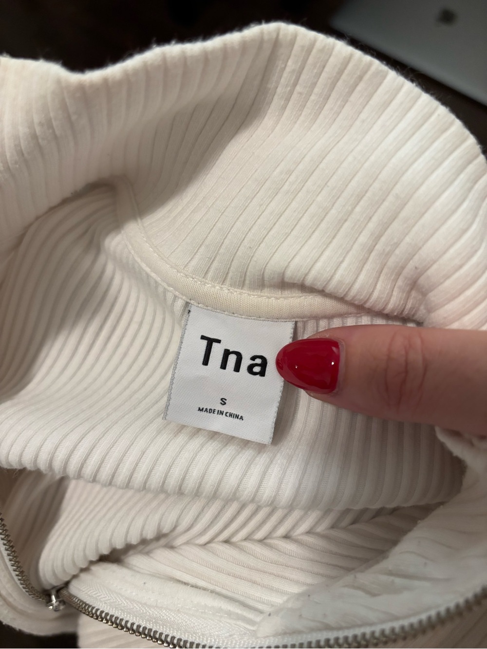 TNA Ivory Ribbed Zip-Up Cardigan - Picture 2 of 5